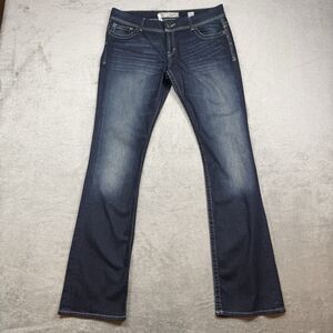 BKE Denim Payton Bootcut Jeans Women's 32x35.5 Blue Denim Dark Wash Embroidered